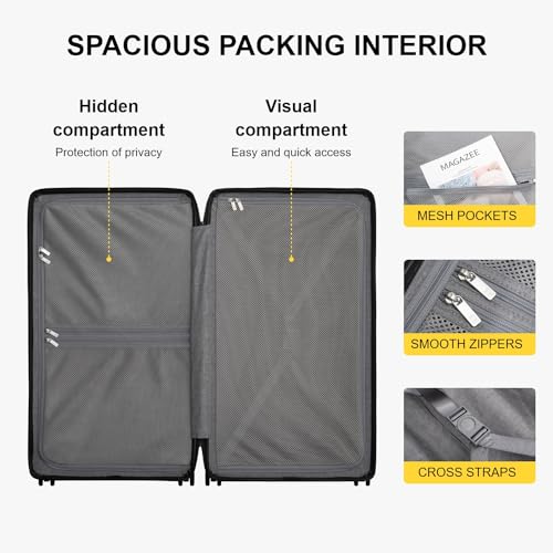 LEVEL8 Hard Shell Carry on Luggage Airline Approved, Carry-on Suitcases with Wheels, Lightweight Luminous Textured Hardside Travel Bag with Tsa Lock