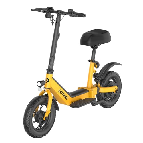 Gotrax A5 Electric Scooter w/Seat for 13+, 12" Pneumatic Tire, Max 15.5 Miles &15.5 Mph Power by 400W Motor, Dual Rear Shock Absorber &Dual Brake