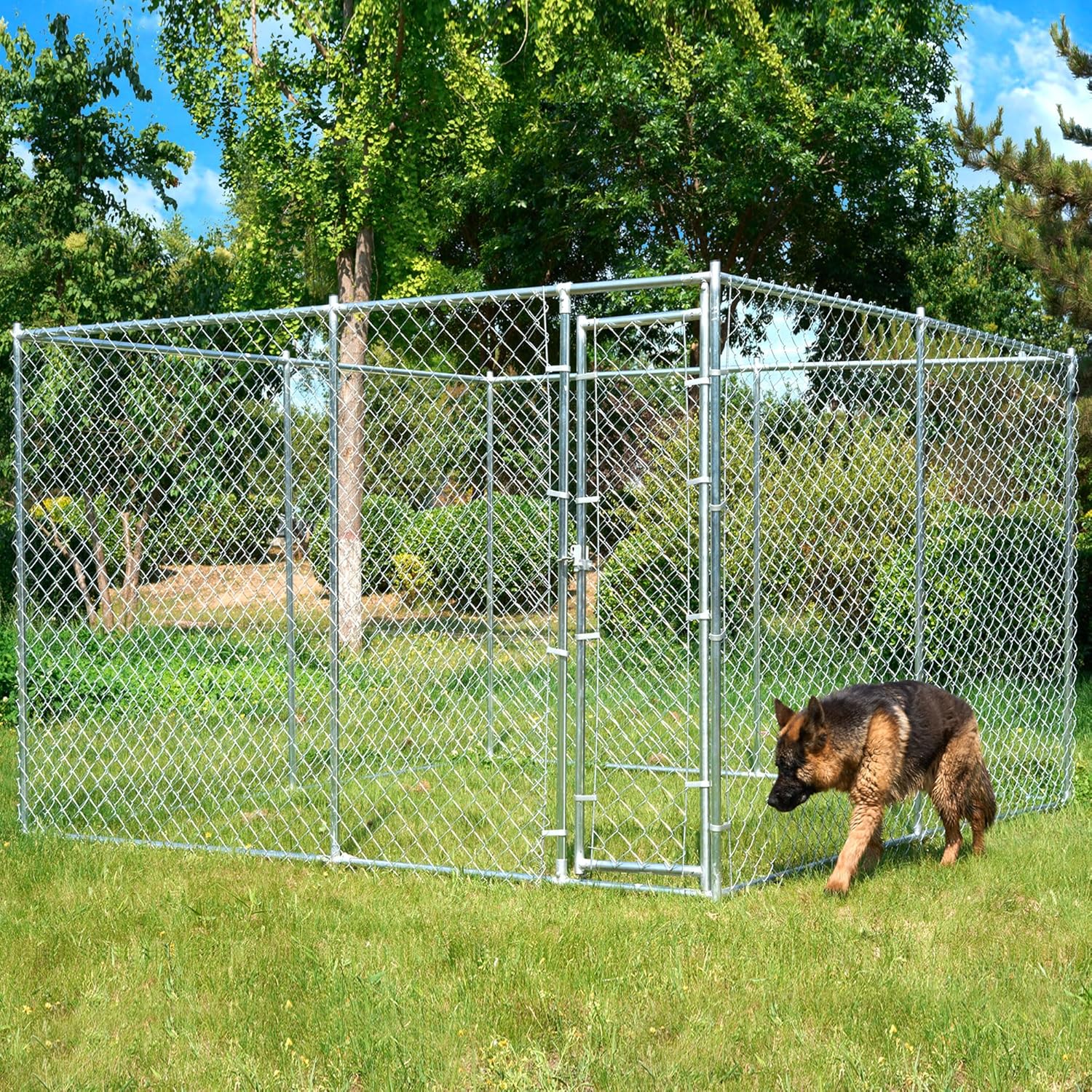 10x10x6 Large Dog Kennel Outdoor, Heavy Duty Dog Cage with Secure Lock,Square Dog Pen Run