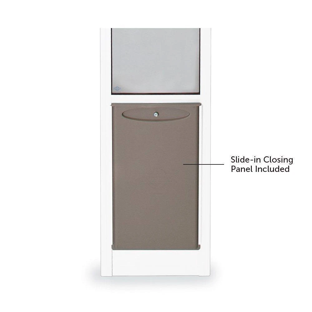 PetSafe Patio Pet Door Panel Cat Dog Aluminum Frame Sliding Glass Flap Fits Medium White