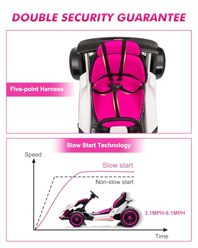24V Go Kart for Kids 6-12 Year Old,Child Electric Drift Go-Kart with Music Mode,Electric Drifting Go Cart with Powerful Motor for 6+ Years Kid