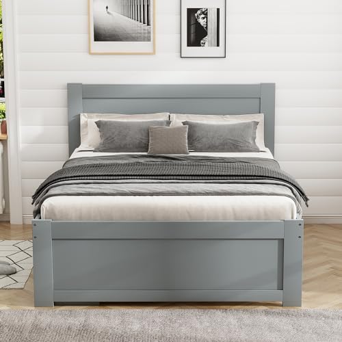 SOFTSEA Full Size Platform Bed with Storage, Platform Bed with Drawers and Bed End Case, Wood Platform Bed Frame with Storage Bookcase Headboard
