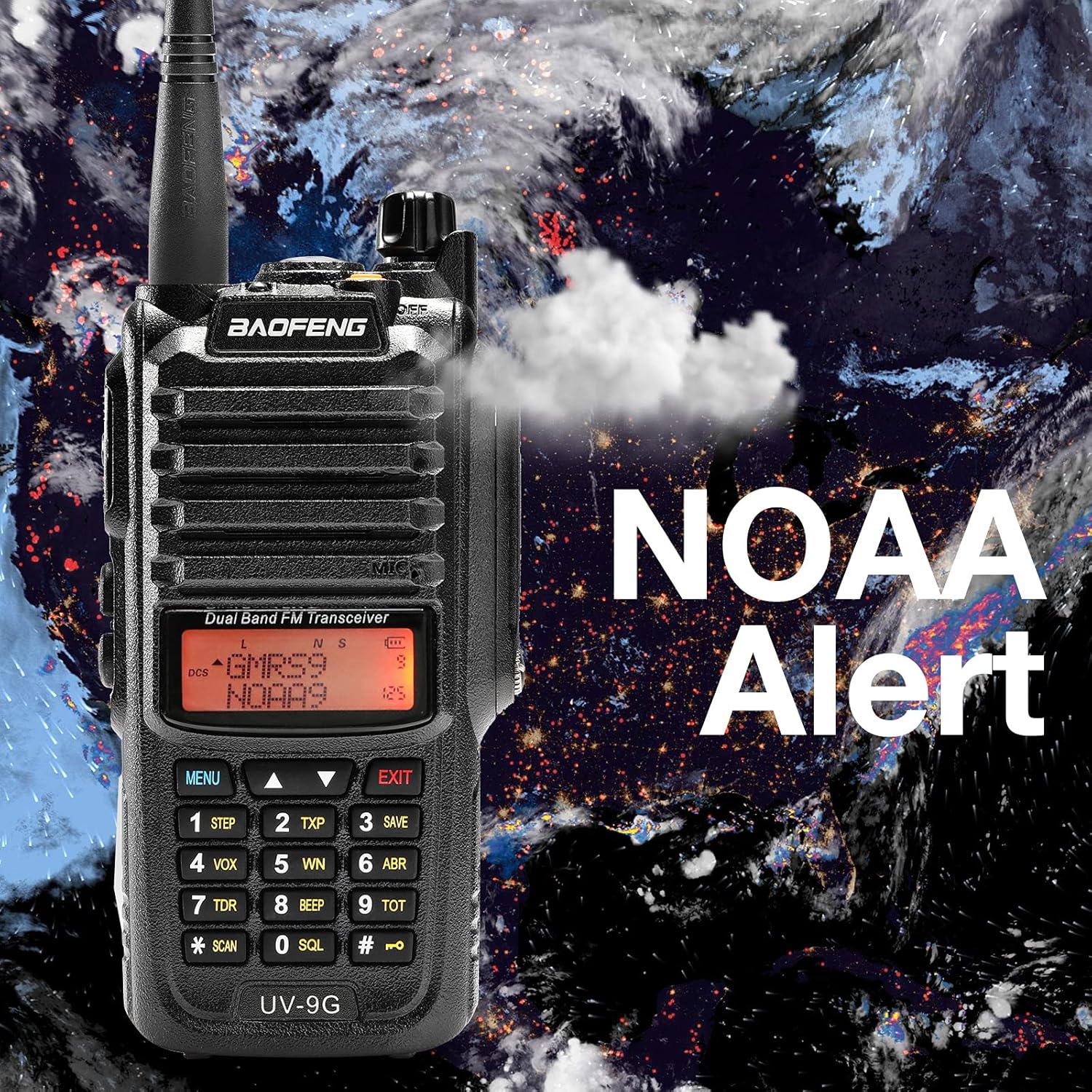 BAOFENG UV-9G GMRS Radio Waterproof IP67, Outdoors Two Way Radios Long Range Rechargeable, Handheld Dual Band NOAA Scanner, GMRS Repeater Capable