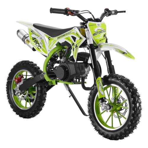 2025 Upgrade 49cc Kids Dirt Bike with Dual Disc Brakes, 2-Stroke 40KM/H Gas Pitbike