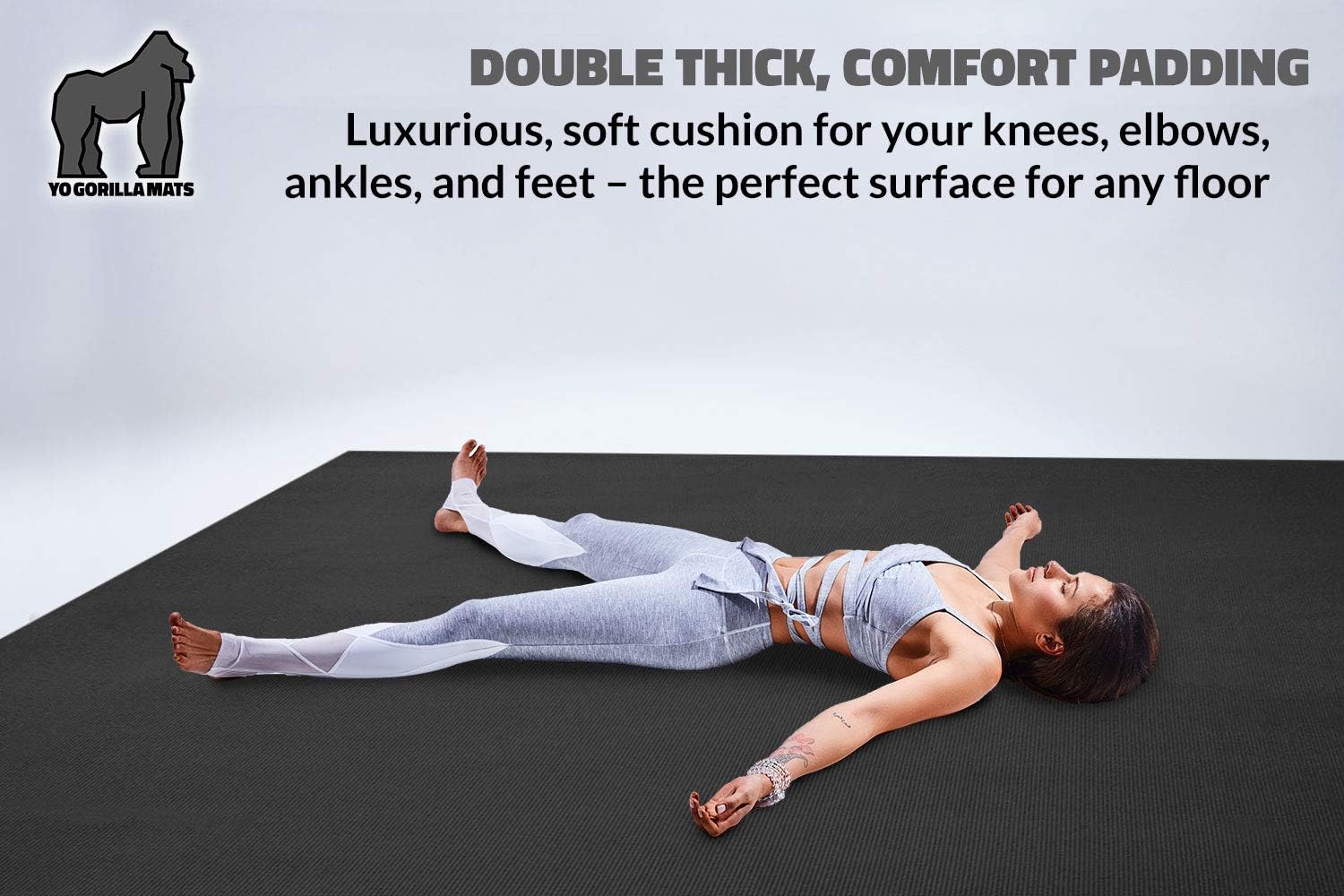 Gorilla Mats Premium Large Yoga Mat – 7' x 5' x 8mm Extra Thick & Ultra Comfortable, Non-Toxic