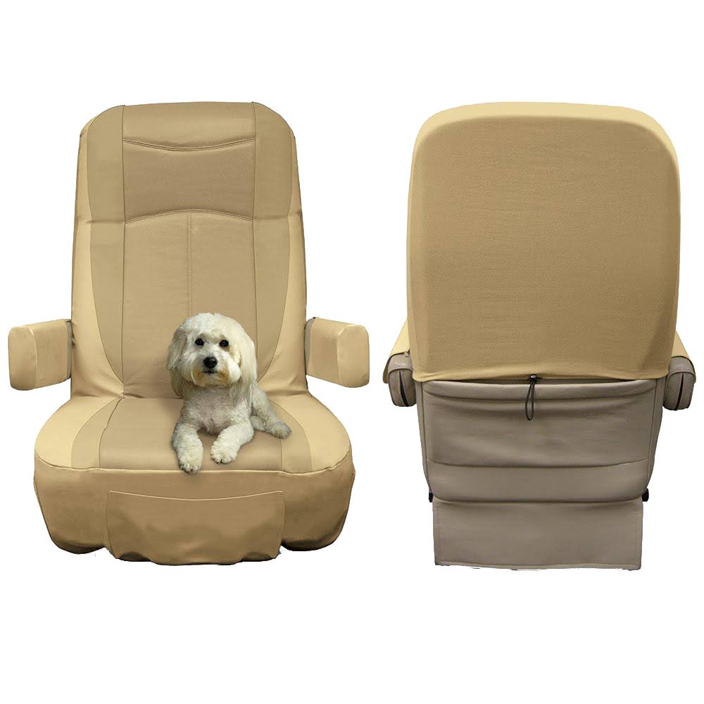 RV Designer Grip Fit Universal RV Seat Covers, Set of 2, CA in Tan