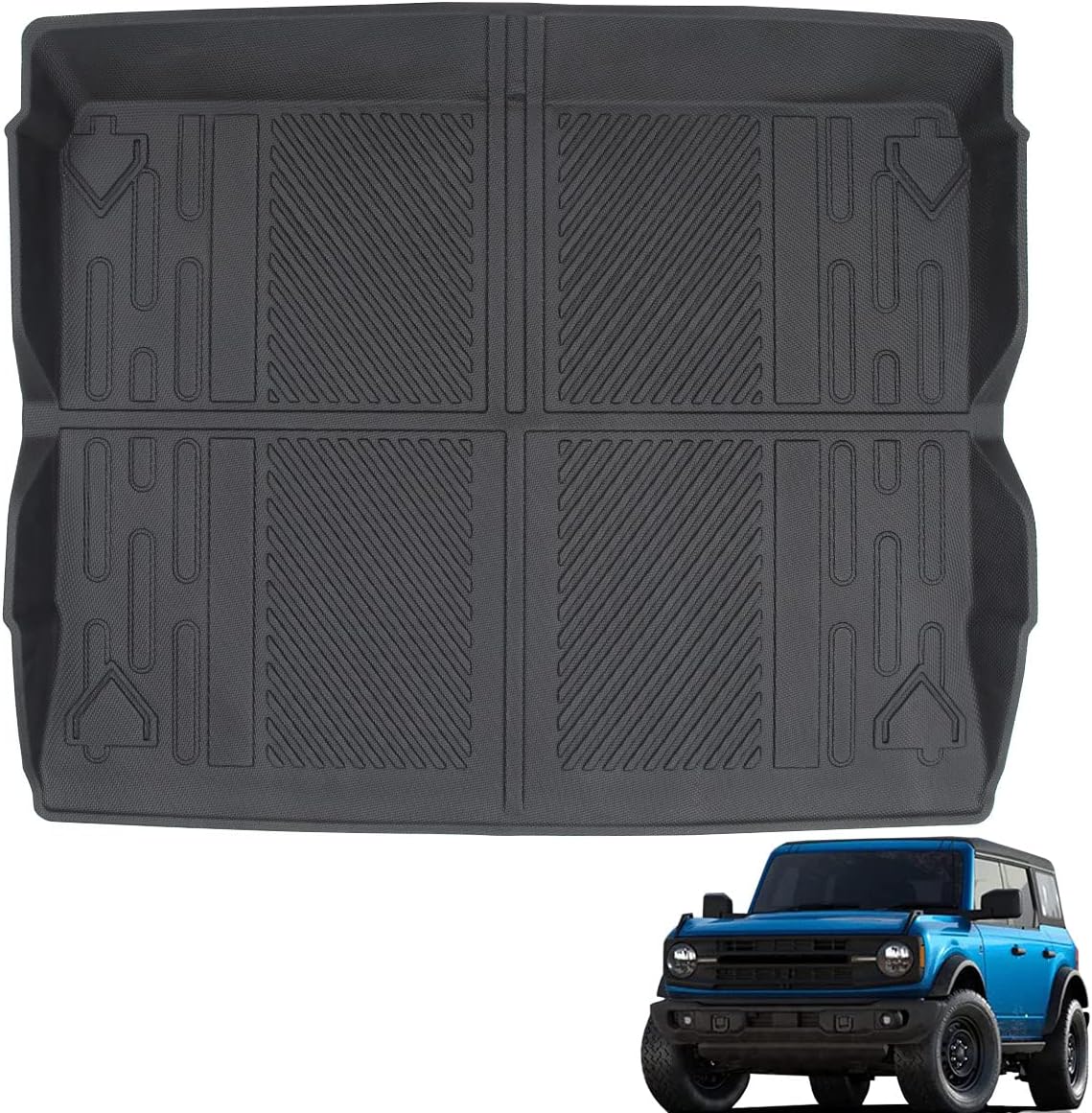Cargo Liner Floor Mat for Ford Bronco Accessories 2021 2022 All Weather Cargo Tray Liner Waterproof Rear Cargo Mat for 2021 2022 Ford Bronco