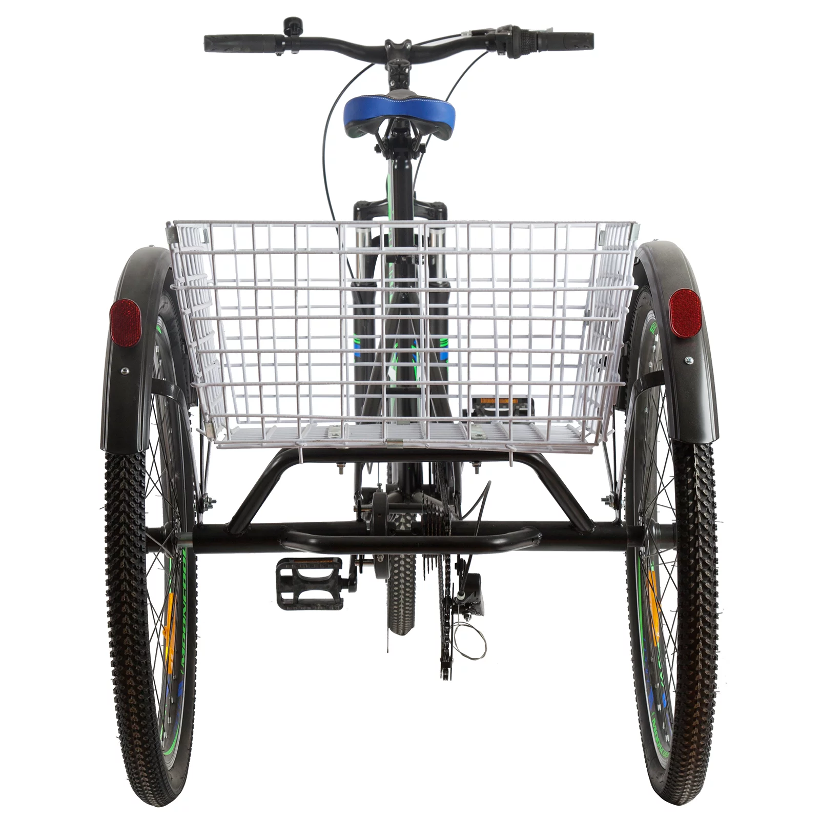 FICISOG Adult Tricycle, 3 Wheeled 7-Speed Mountain Tricycle 24/26/27.5 inch Men's Women's Tricycles Cruiser Bike, Cargo Basket