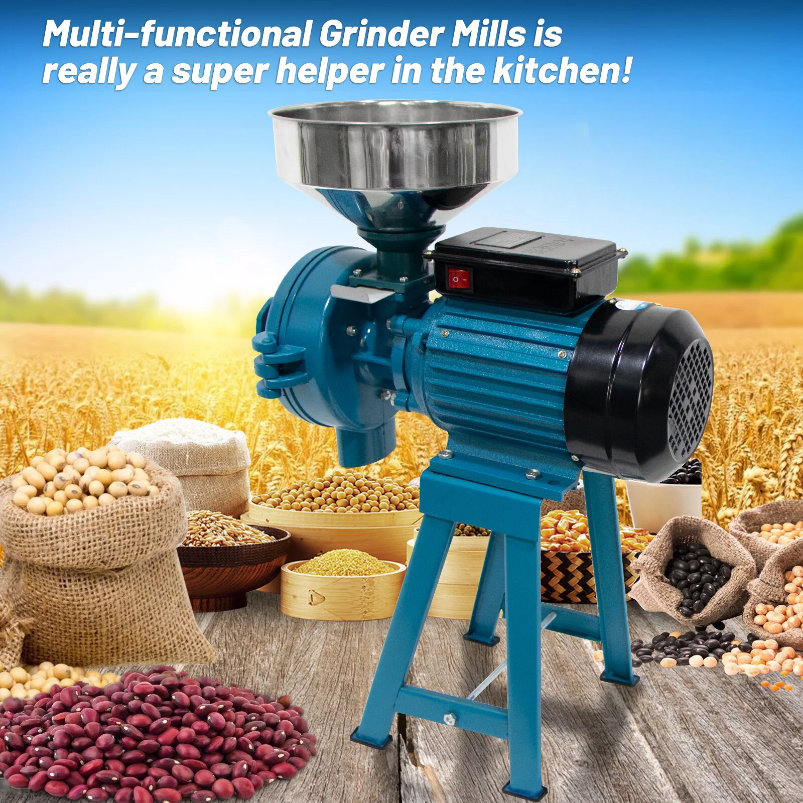 FICISOG 3000W 110V Wet&Dry Commercial Electric Heavy Duty Grain Grinder maize flour Wheat Corn Grain Mills Electric Grinder Mill
