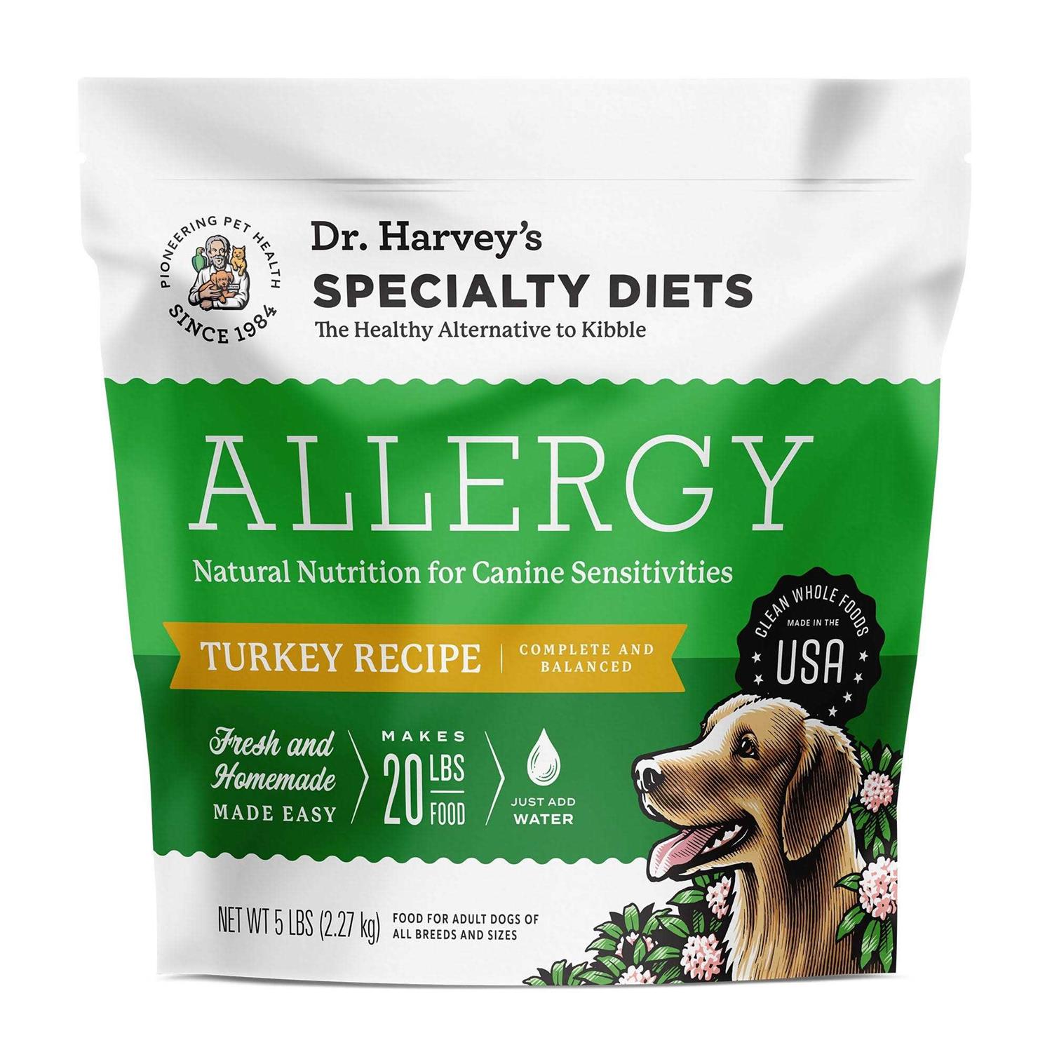 Dr. Harvey's Specialty Diet Allergy Turkey Recipe, Human Grade Dog Food for Dogs with Sensitivities and Allergies - Pet Supplies online store