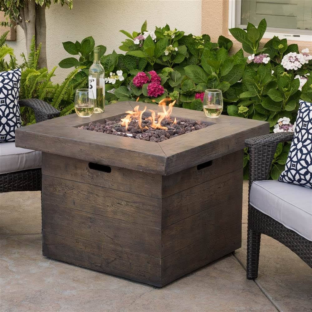 Anchorage 32 Magnesium Oxide GAS Fire Pit Square Brown Christopher Knight Home