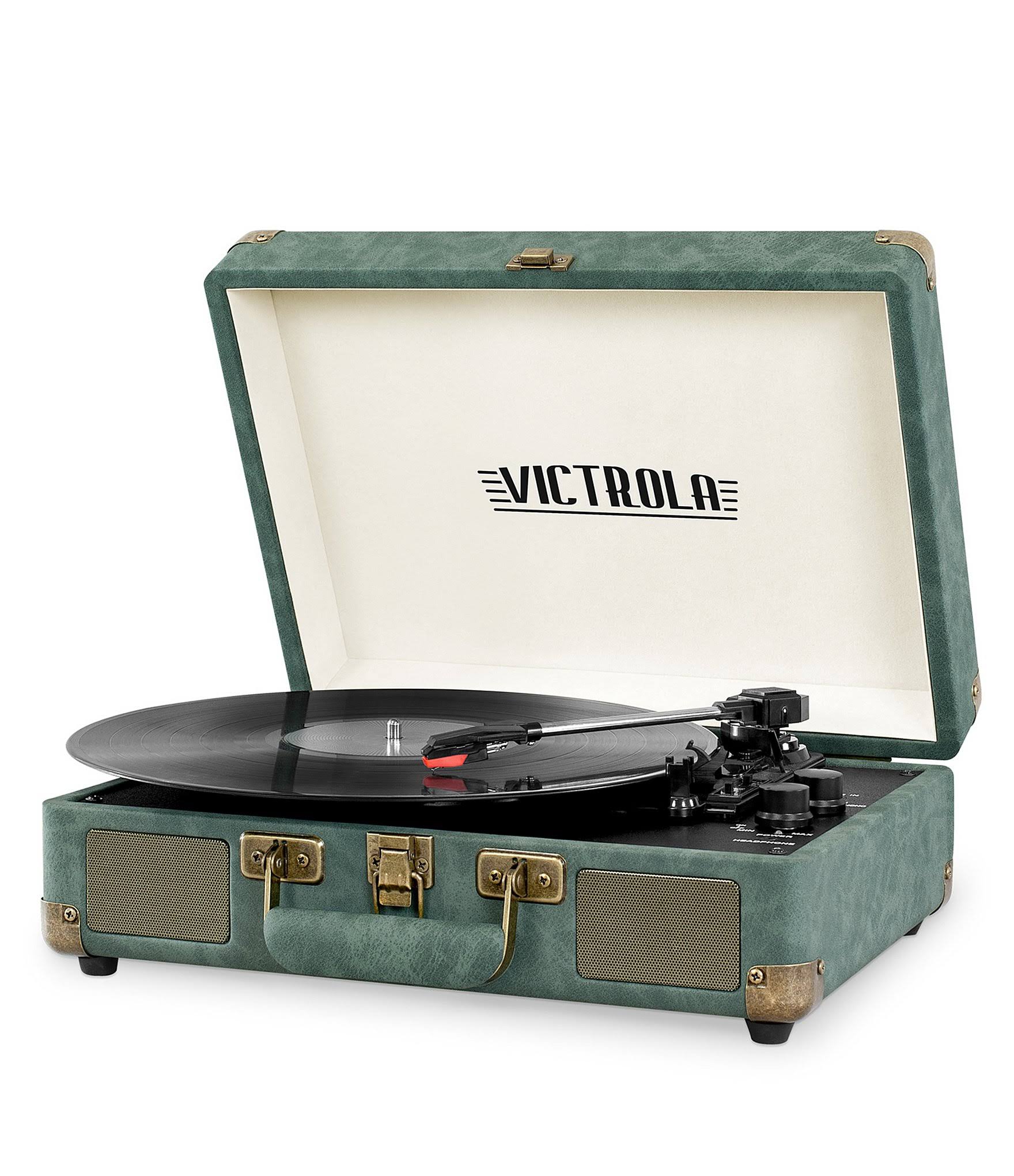 Victrola Bluetooth Suitcase Record Player with 3-Speed Turntable, Emerald Green