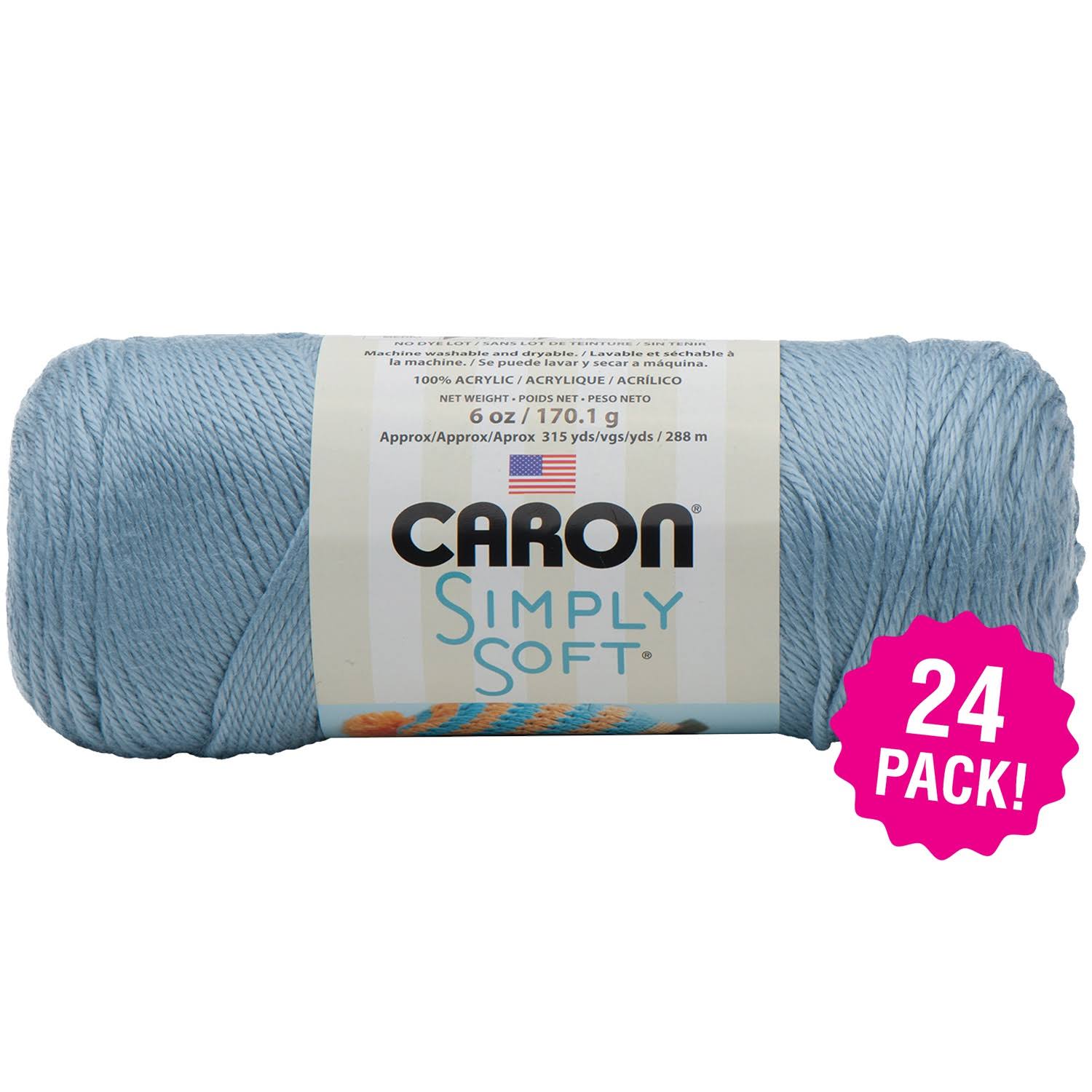 Caron Simply Soft Solids Yarn - Light Country Blue, Multipack of 24