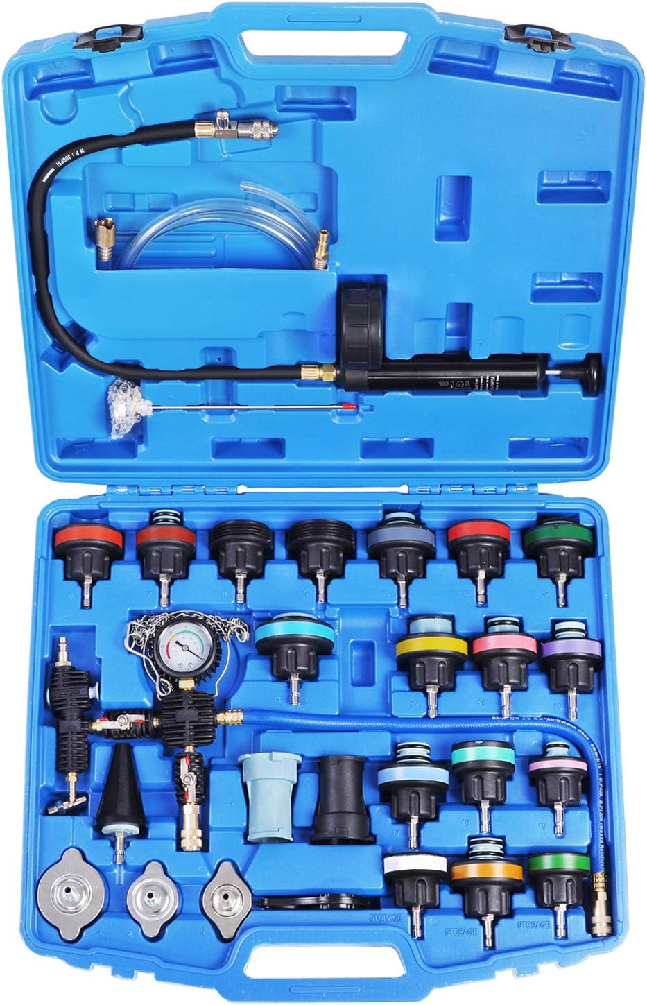 YSTOOL Radiator Pressure Tester Pneumatic Vacuum Type Purge Refill Kit Universal Automotive Cooling System Water Tank Leak Test and Coolant Fill Tool