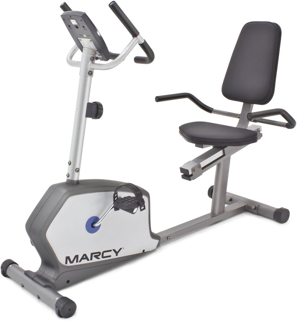 Marcy Recumbent Exercise Bike with Adjustable Seat and 8 Resistance Levels, 300 Pound Capacity NS-1201R