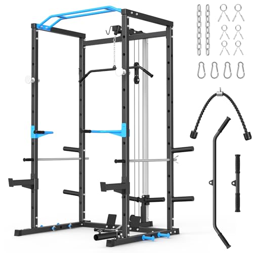 MERACH Power Cage, Multi-Functional Squat Rack for Home Gym with Cable Crossover System, 1600LBS Weight Capacity