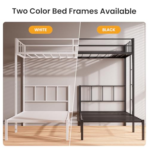 Heavy Duty Triple Bunk Bed, Twin Over Twin Over Twin with Guardrails and Ladder, Metal Bunk Bed for 3, 3 Bed Teens and Adults, No Box Spring Needed