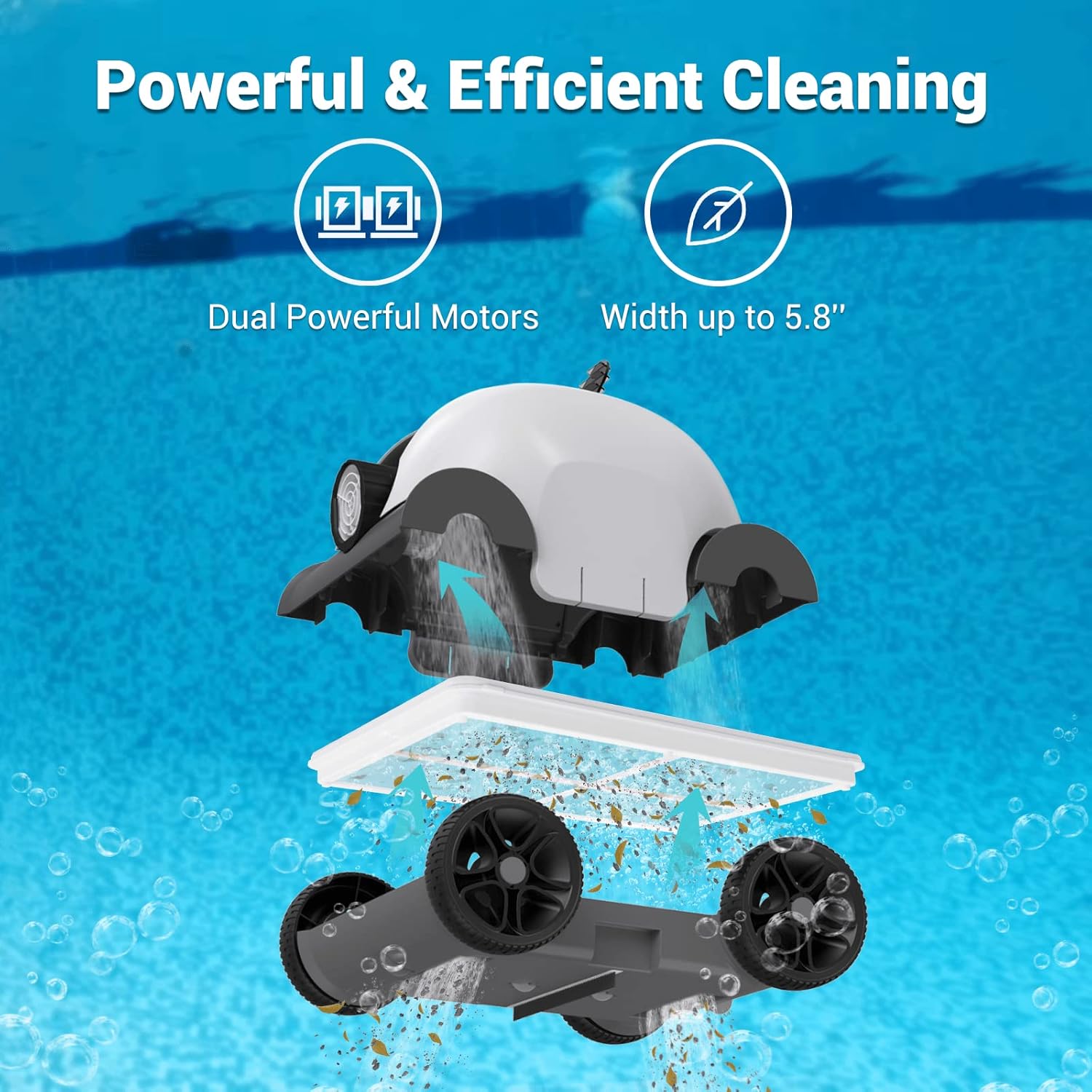 AIPER Cordless Robotic Pool Cleaner, Pool Vacuum with Upgraded Dual-Drive Motors, Self-Parking Technology
