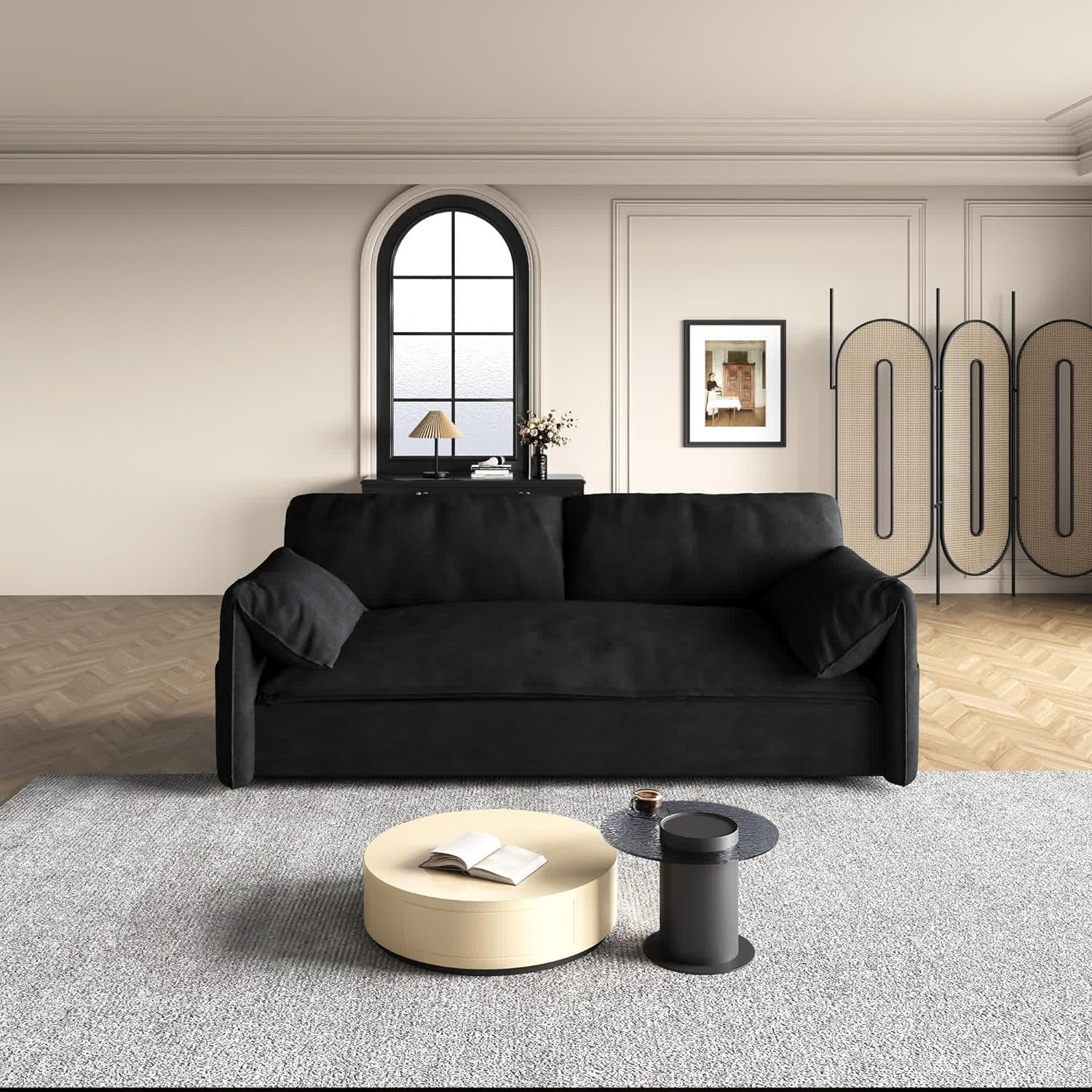 Tabaray 63.8" Futon Sofa Bed Queen Size, Pull Out Bed, 3-in-1 Convertible Sleeper Sofa with Side Pocket, Modern Velvet Futon Couch for Living Room