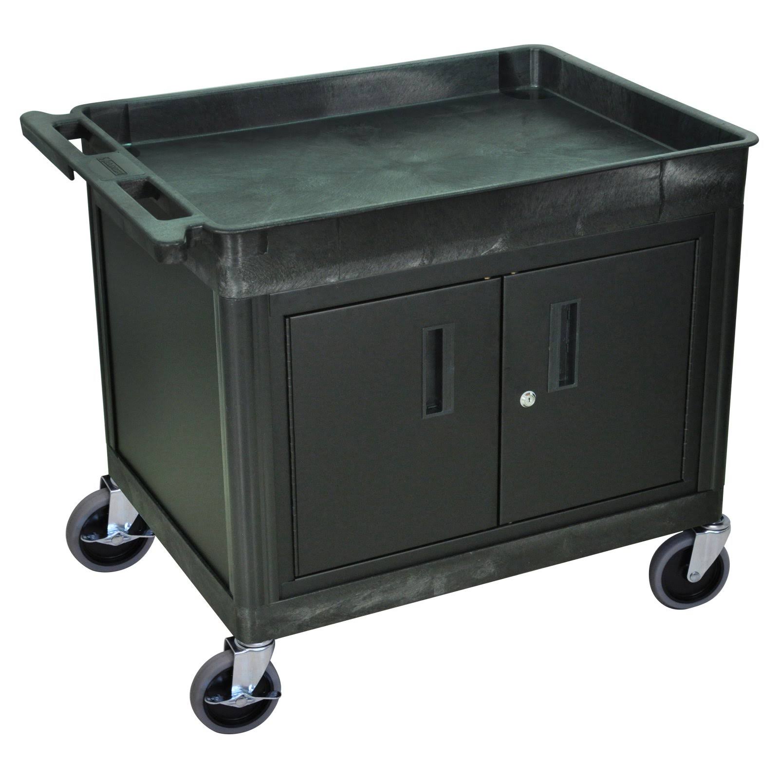 Luxor TC12C-B Tub Top Shelf Utility Cart with Cabinet