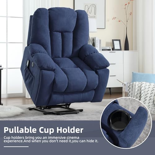 CANMOV Large Power Lift Recliner Chair with Massage, Heat, and USB for Elderly, Overstuffed Wide Recliners