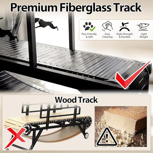 Dog Treadmill, HotFeed Dog Slat Mill for Medium Dogs, Doggy Treadmill with Brake & Plastic Track, Dog Pacer Treadmill to Keep Active and Fit