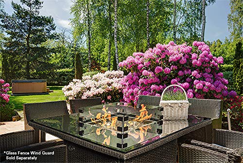 Outland Living 410 Series Fire Table – 36-Inch Outdoor Propane Gas Fire Pit Table with Tempered Glass Top & Arctic Ice Decorative Glass Rocks