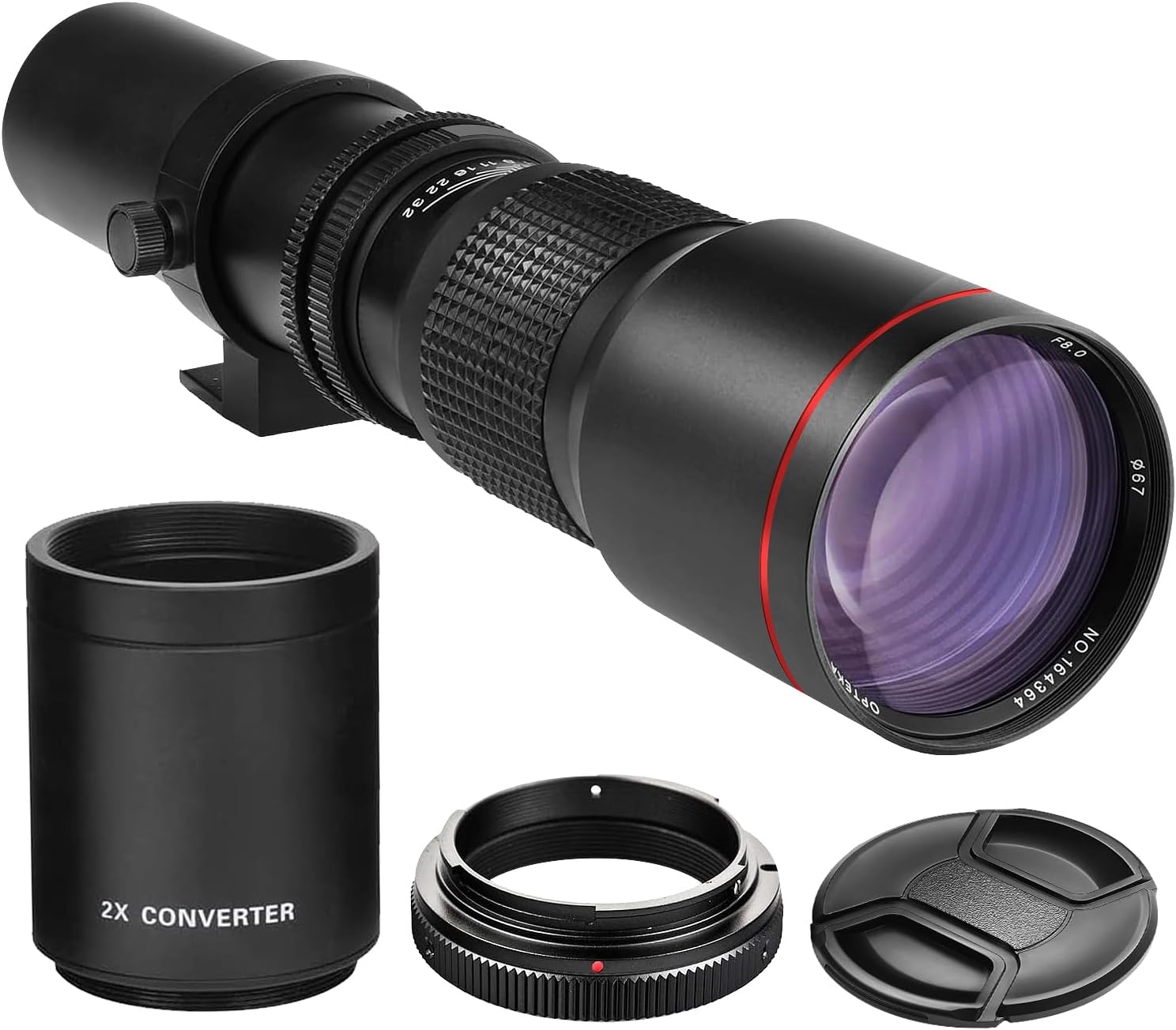 High-Power 500mm/1000mm f/8 Manual Telephoto Lens for Canon EOS 80D, 90D, Rebel T3, T3i, T5, T5i, T6i, T6s, T7, T7I, T8I, SL3, 60D, 70D, 5D, EOS5D IV