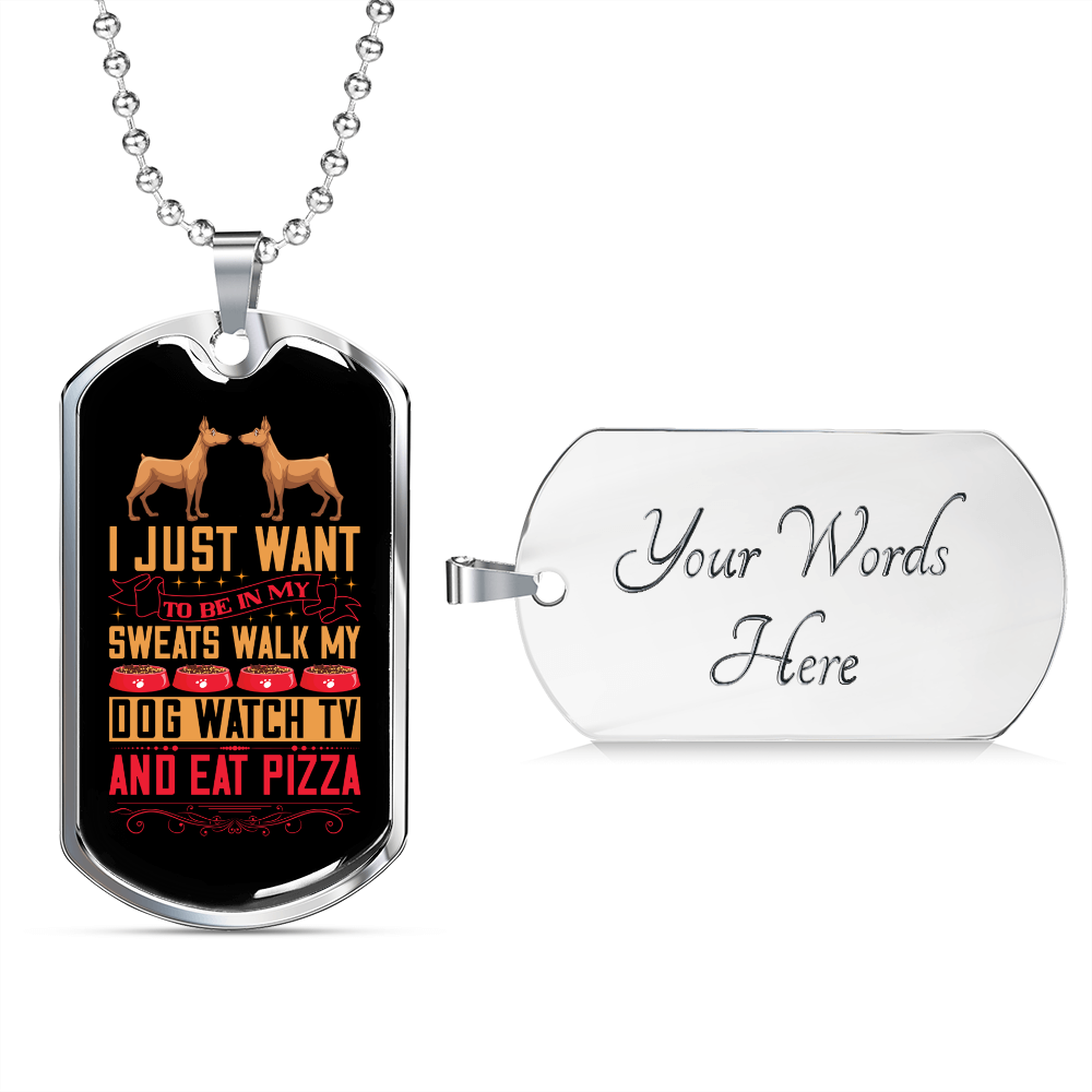 Walk My Dog Necklace Stainless Steel or 18k Gold Dog Tag 24" Chain