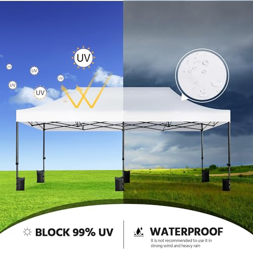 Yaheetech Heavy Duty Pop Up Canopy Tent, 10x20 Commercial Instant Shelter Tent for Wedding, Parties, Adjustable Outdoor Canopy with Wheeled Carry Bag