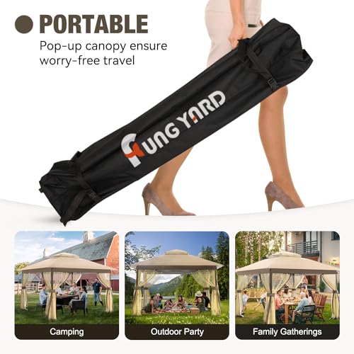 Outdoor Pop Up Gazebo 10x10 - Instant Canopy Tent with Mosquito Nettings