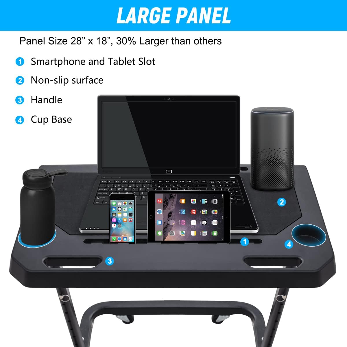 Racketon Large Panel Height Adjustable Bike Trainer Desk Portable Workstation Standing Desk Indoor Cycling Fitness Desk