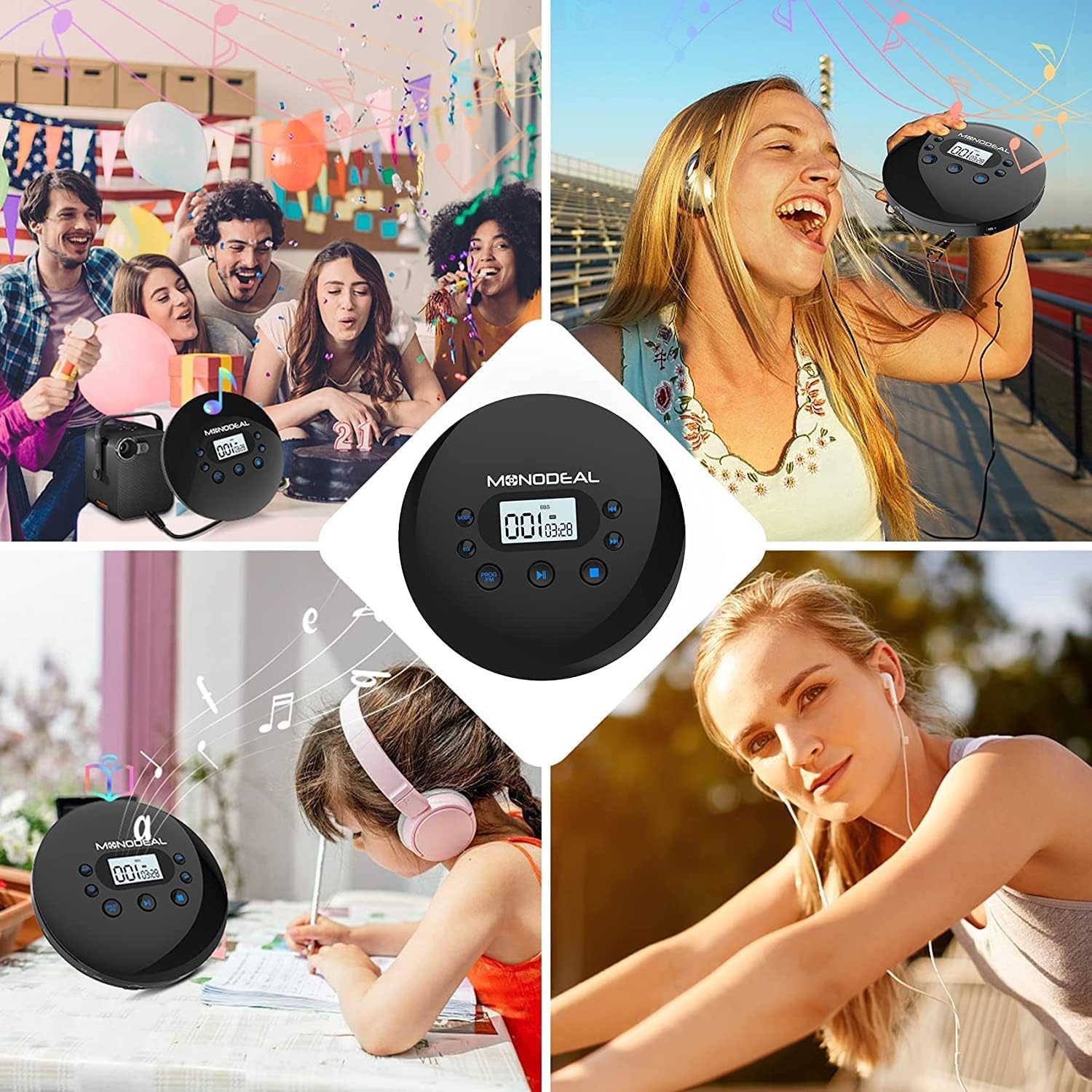 CD Player Portable, MONODEAL Portable CD Player with FM Transmitter