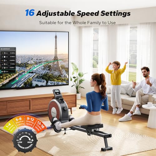 MERACH Rowing Machines for Home, Magnetic Rowing Machine with 16 Levels, Rower Machine of Quiet Resistance