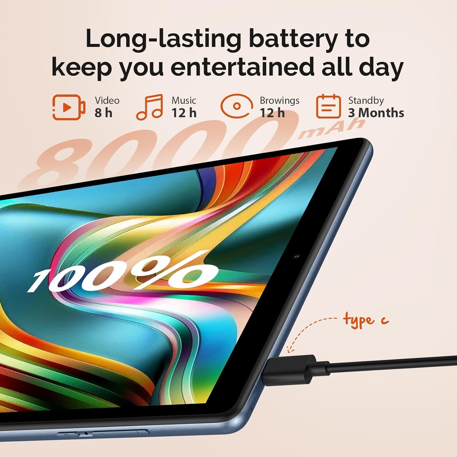 2024 Android 13 Tablet, 10.1 inch Tablet with 128GB ROM,19GB RAM, 1TB Expand, 2.0GHz cpu, 1920*1200 Incell screen, 8000mAh