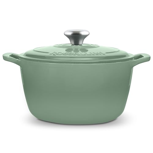 Signature Enameled Cast Iron Dutch Oven, Non-Stick Serving Pot with Tight Fitting Lid for Perfect Roasting, Baking, Sauteing