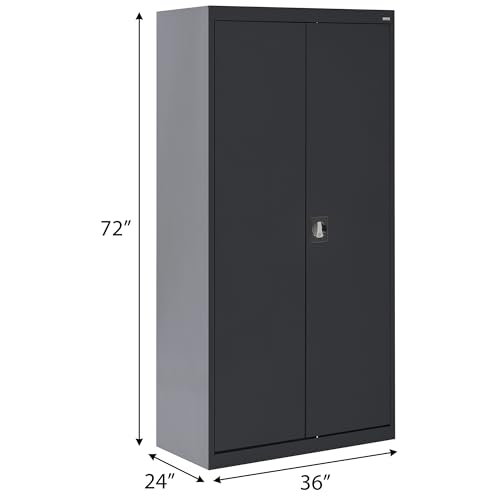 Sandusky Lee EA4R362472-02 Welded Steel Elite Storage Cabinet with Adjustable Shelves, 24" Length x 36" Width x 72" Height, Charcoal