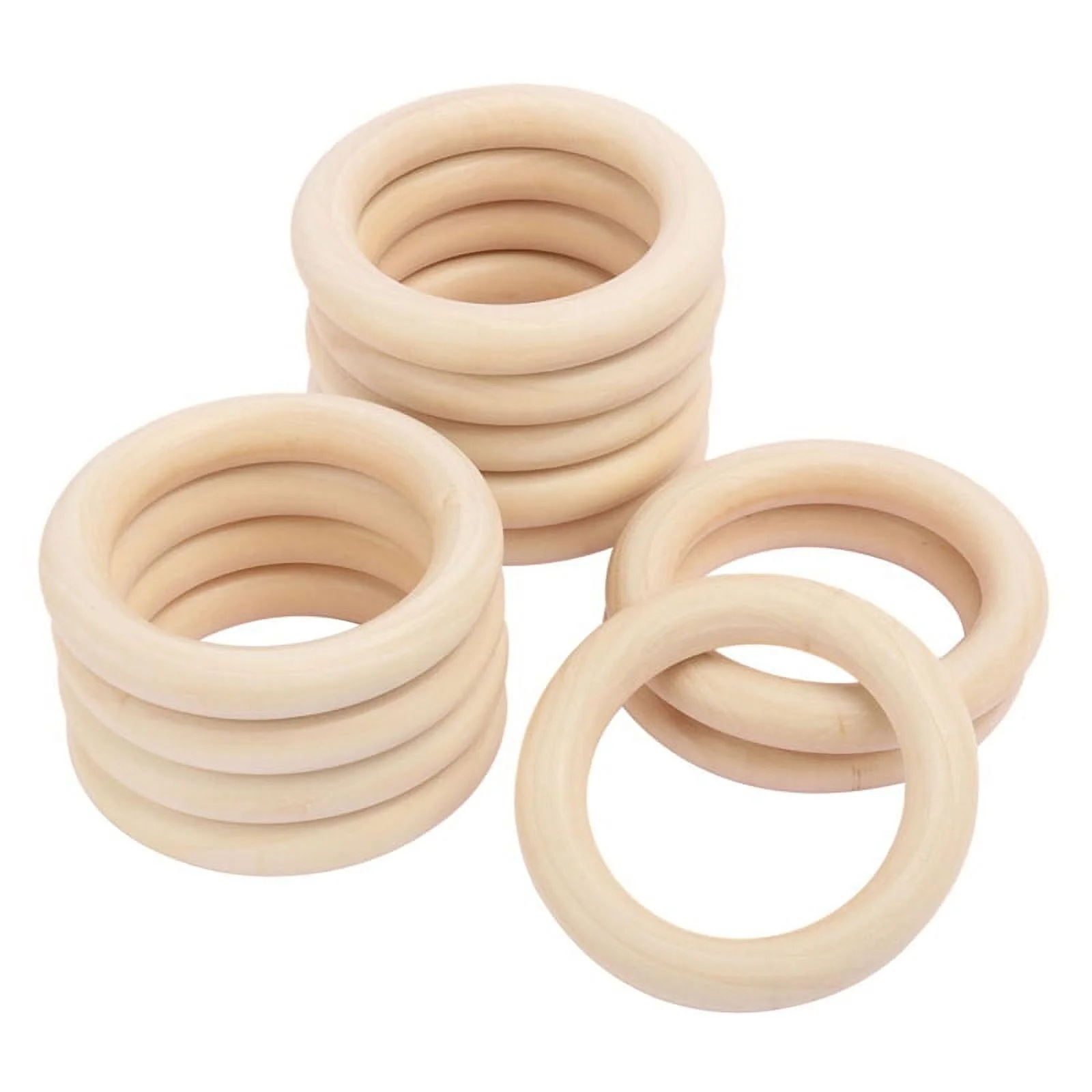 30 Pack Unfinished Wooden Rings Natural 4 Inch Wood Craft Rings for DIY Crafts, Jewelry Making, Macrame &amp; Home Decor