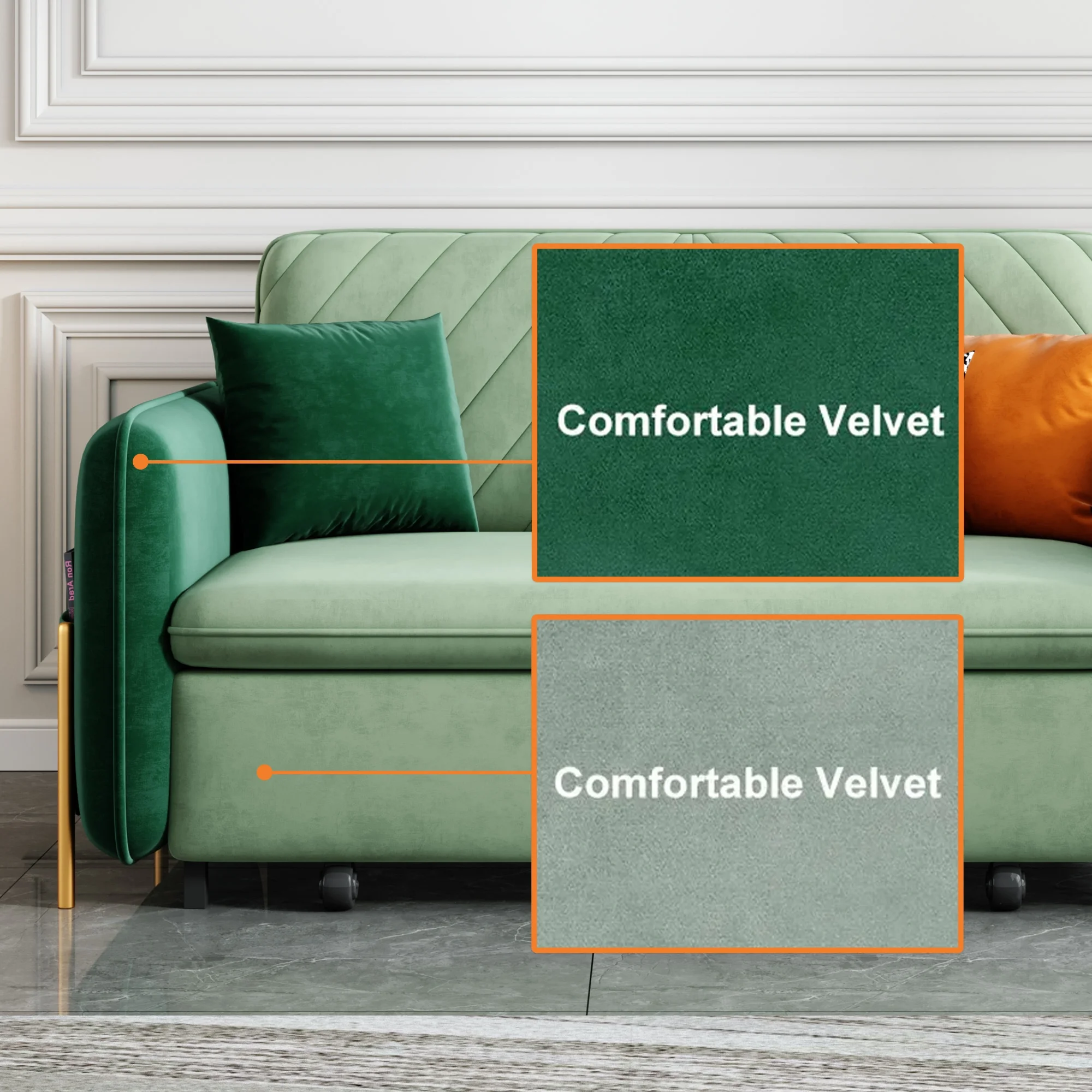 53.5" Full Sleeper Sofa Green Upholstered Convertible Sofa Bed 3 in 1 Sleeper Sofa Couch Bed