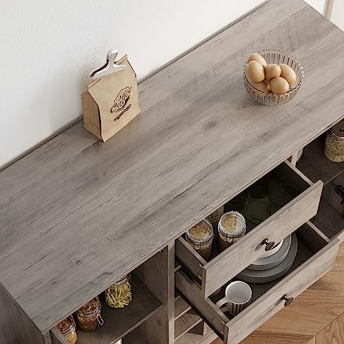 Buffet Sideboard Bar Cabinet with Storage, Farmhouse Coffee Bar Cabinet with 2 Drawers and Adjustable Shelves