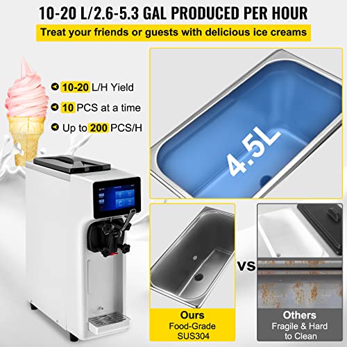 VEVOR Commercial Soft Serve Ice Cream Maker for Restaurants Snack Bar