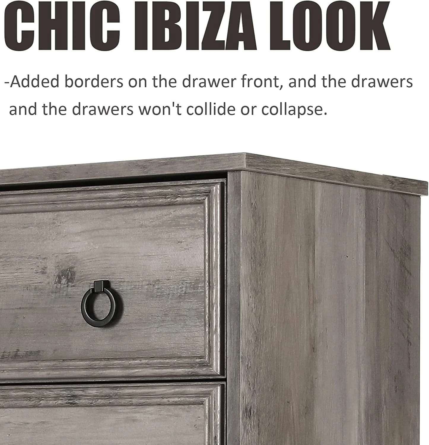 LGHM 4 Drawer Dresser, Modern Wood Chest Dresser for Bedroom Livingroom Gray