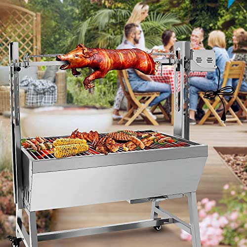 66LBS stainless steel rotisserie grill, 25w motor small pig lamb rotisserie roaster