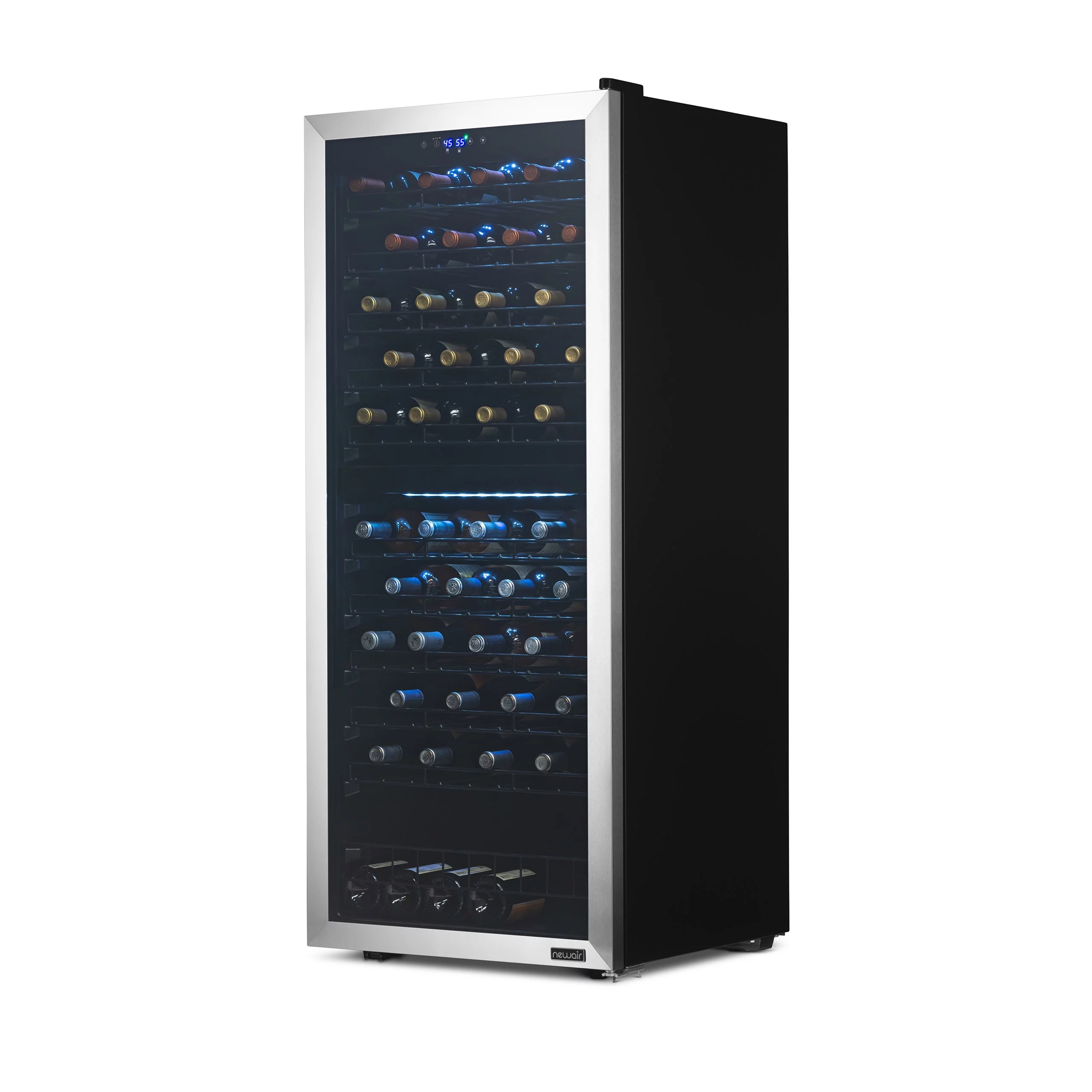 Newair Freestanding Wine Refrigerator, 98 Bottle Dual Zone Compressor Wine Fridge in Stainless Steel