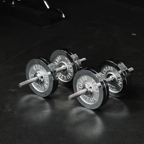 Titan Fitness 200 LB Adjustable Chrome Dumbbell Set, Pair of 100 LB Dumbbells, Durable Chrome Plates, Medium Knurl Grip Handles