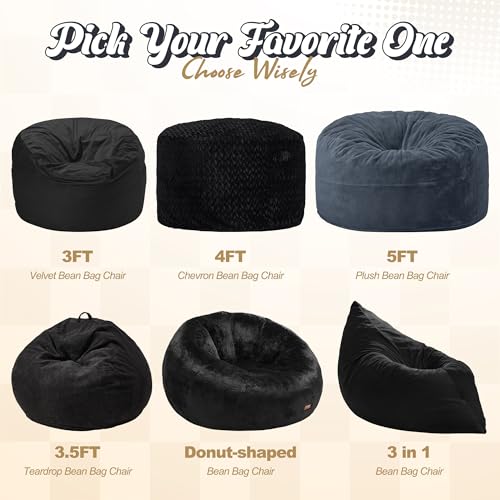 Hobestluk 3 in 1 Bean Bag Chair Giant Bean Bag Chairs Convertible Bean Bag Floor Cushion with Machine Washable Cover