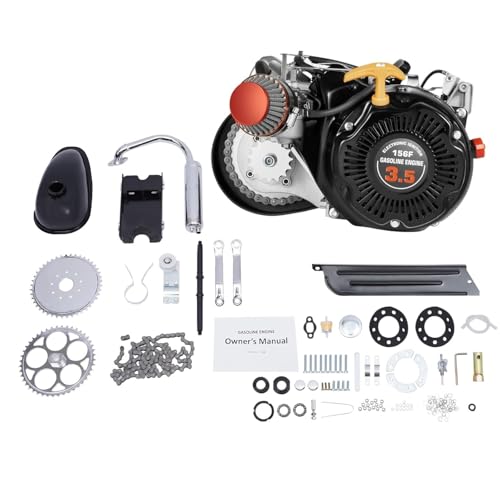 100CC 4-Stroke Bicycle Engine Kit, Gas Powered Engine Motor Kit Air-Cooled Single Cylinder Belt Drive Bike