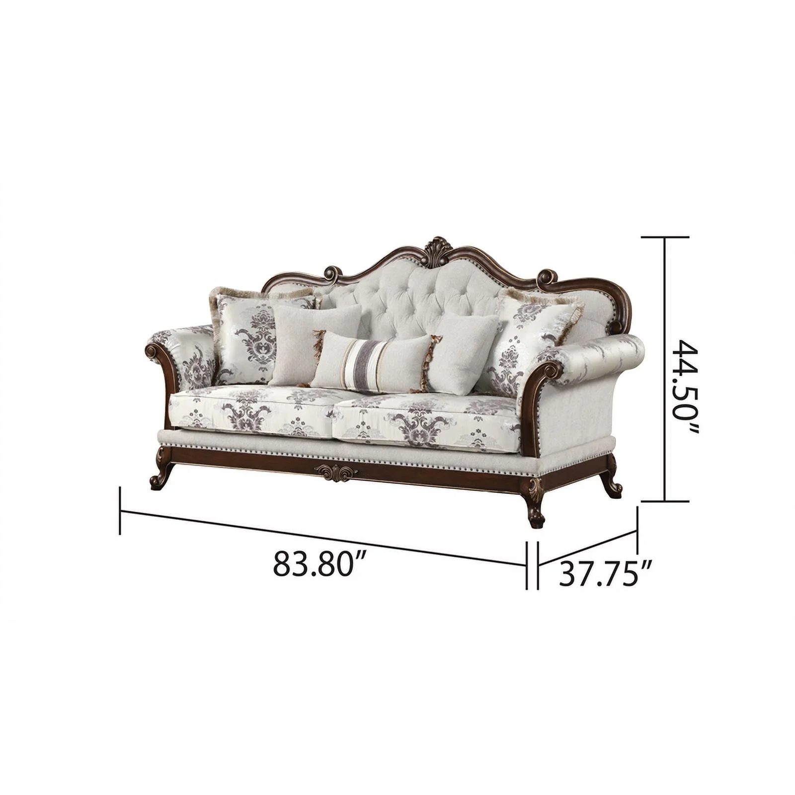 Gloria Traditional Style 2PC button tufted Living Room Set in White