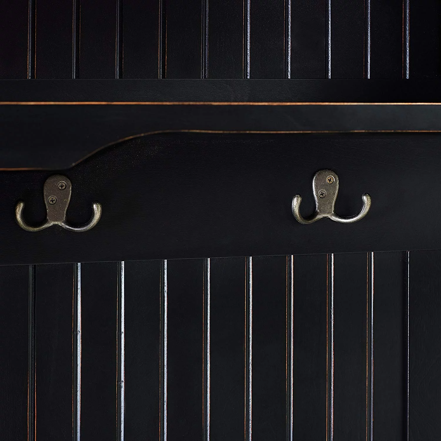 Crosley Furniture Seaside Wood Hall Tree in Distressed  Black