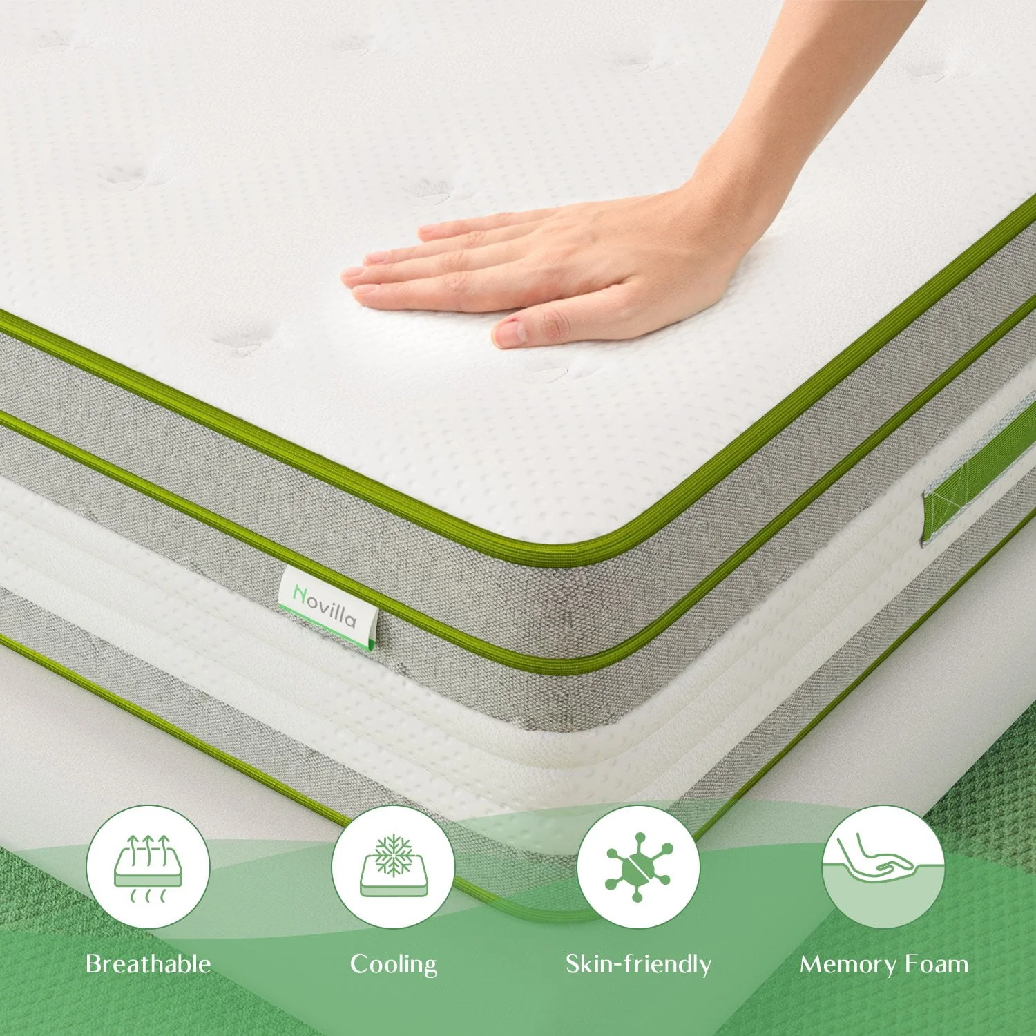 Novilla Vitality 12 Adult Gel Memory Foam Hybrid Mattress in a Box, Full Size